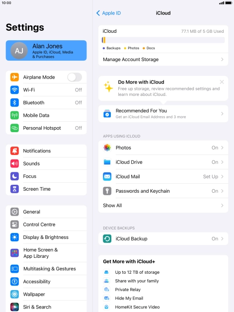 Press iCloud Drive.