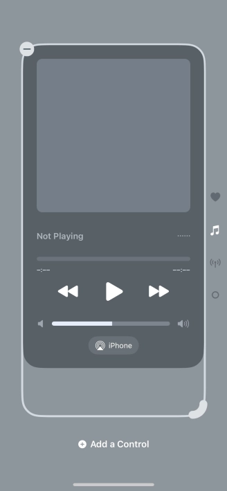 Press the remove icon on the required Control Centre page to remove it from Control Centre.