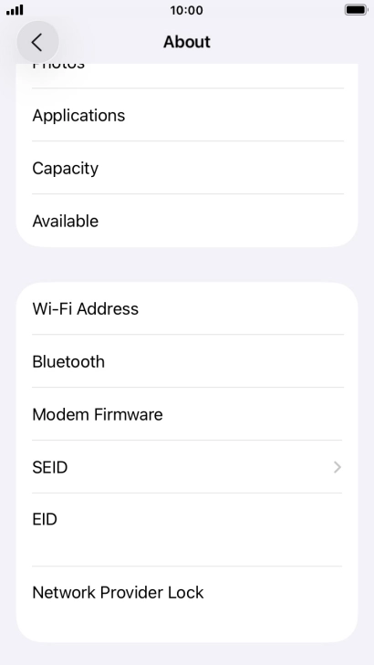 The Network Provider Lock status is displayed next to Network Provider Lock. The Network Provider Lock status is displayed next to Network Provider Lock.