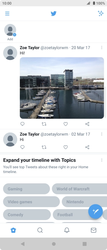 Press the new tweet icon. Press the new tweet icon.