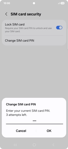 Key in your current PIN and press OK. Key in your current PIN and press OK.