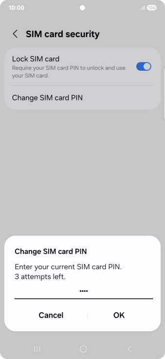 Key in your current PIN and press OK. Key in your current PIN and press OK.