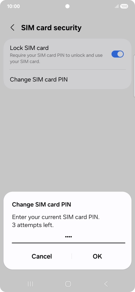 Key in your current PIN and press OK. Key in your current PIN and press OK.