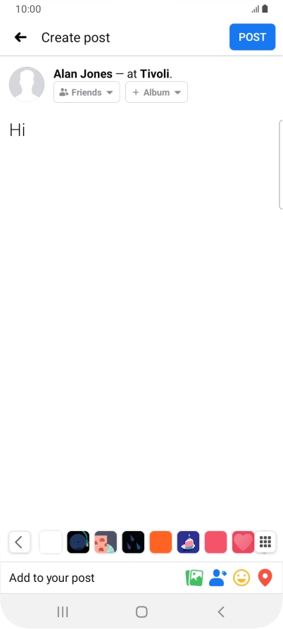 Write the required text and press POST. Write the required text and press POST.