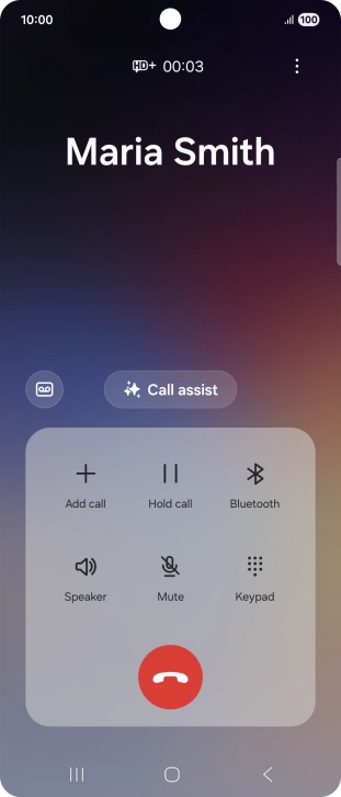 Press the end call icon. Press the end call icon.