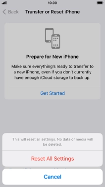 Press Reset All Settings.
