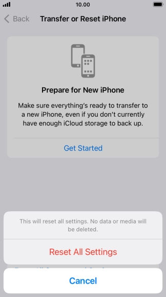 Press Reset All Settings.