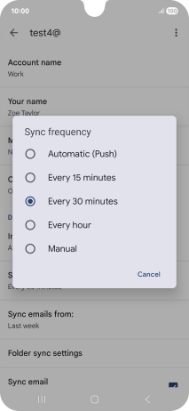 Press the required setting.