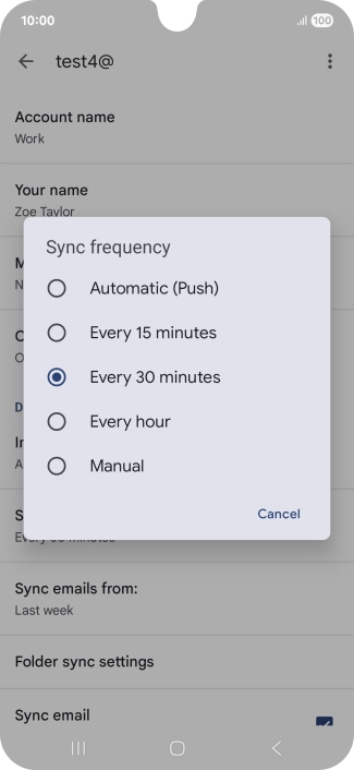 Press the required setting.