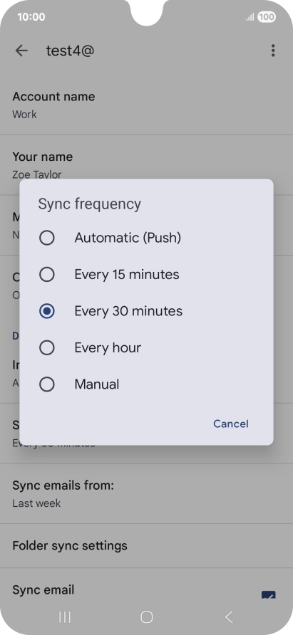 Press the required setting.