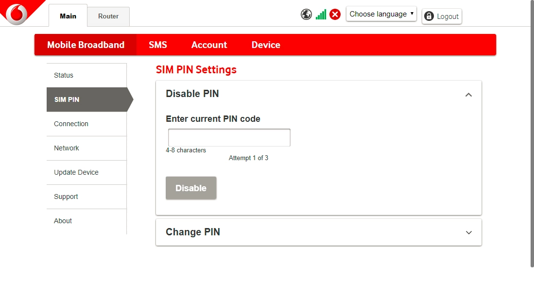 Click Change PIN.