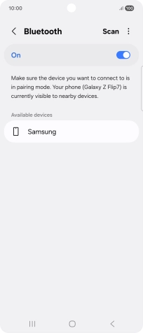 Press the required Bluetooth device and follow the instructions on the screen to pair the device with your phone.