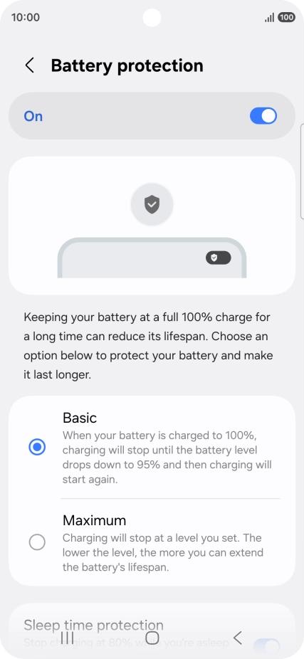 Press the required setting. Press the required setting.