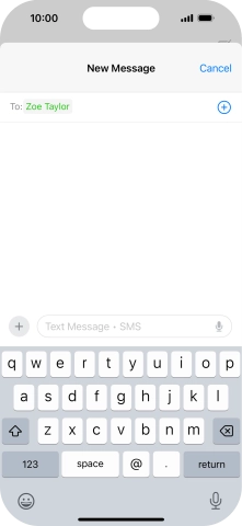 Press the text input field and write the text for your text message. Press the text input field and write the text for your text message.
