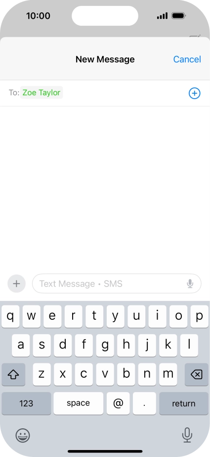 Press the text input field and write the text for your text message. Press the text input field and write the text for your text message.