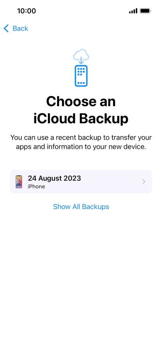 Press the required backup and your phone restores the content of the selected backup. Subsequently, follow the instructions on the screen to set up your phone and prepare it for use. Press the required backup and your phone restores the content of the selected backup. Subsequently, follow the instructions on the screen to set up your phone and prepare it for use.
