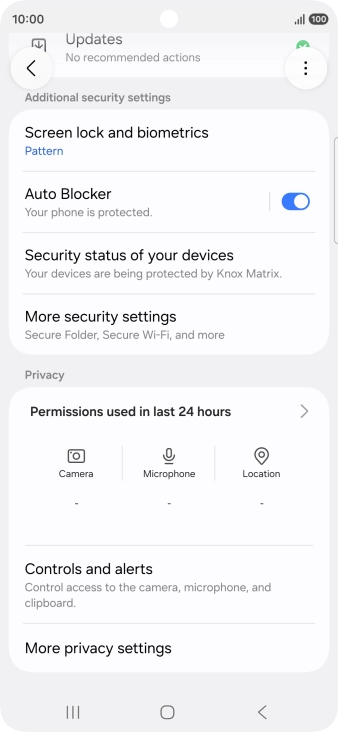 Press More security settings. Press More security settings.