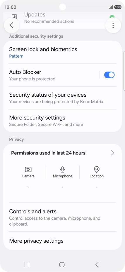 Press More security settings. Press More security settings.