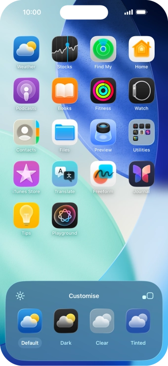Press the required setting to select the size of app icons on the home screen.