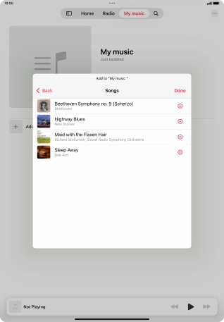 Go to the required category and press the add icon next to the required audio file.