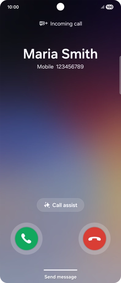 Press and drag the accept call icon right. Press and drag the accept call icon right.