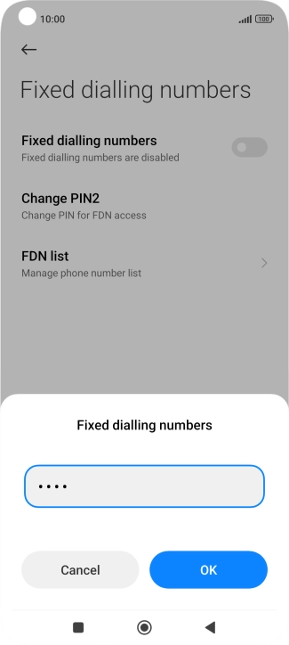 Key in your PIN2 and press OK. The default PIN2 is 1111.