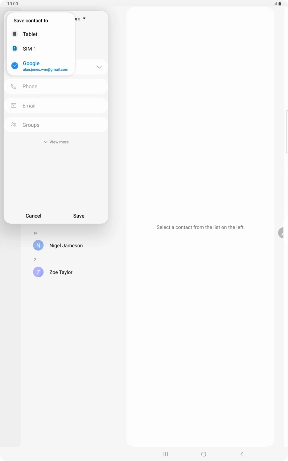 Press the required Google account. Press the required Google account.