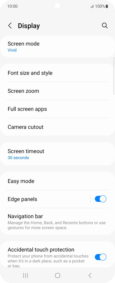 Press Screen timeout.