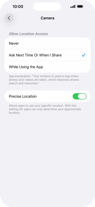 Press the required setting to turn the function on or off. Press the required setting to turn the function on or off.
