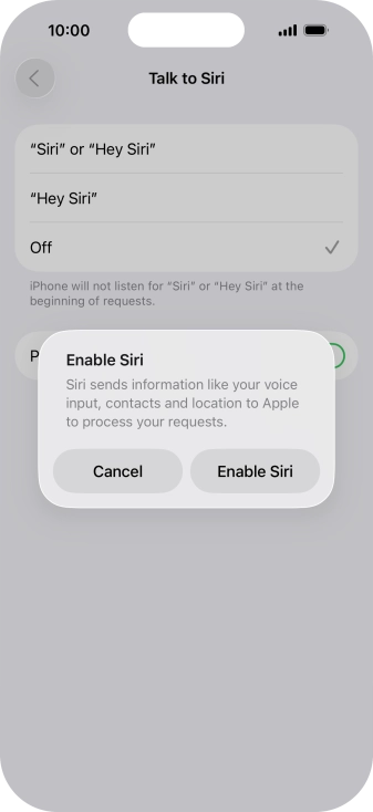 Press Enable Siri.