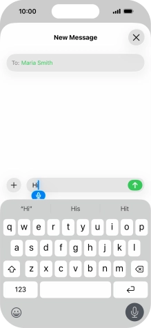 Press the microphone icon to end dictation.