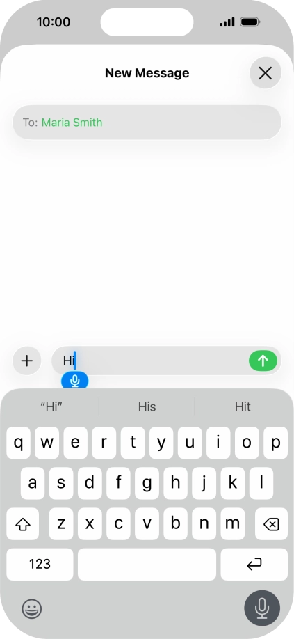 Press the microphone icon to end dictation.