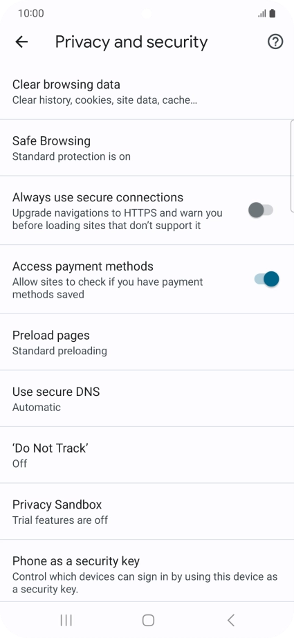Press Clear browsing data.