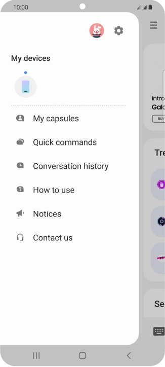 Press the settings icon. Press the settings icon.