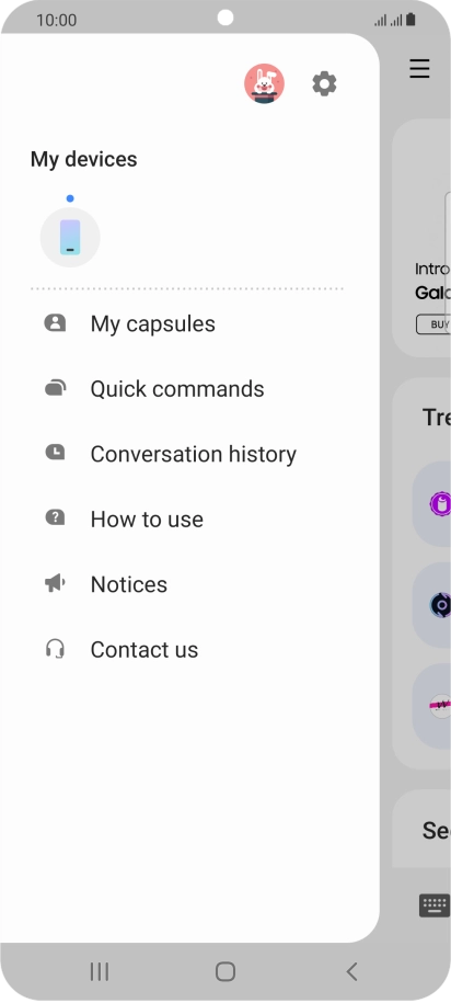 Press the settings icon. Press the settings icon.