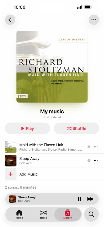 Press the song title. Press the song title.