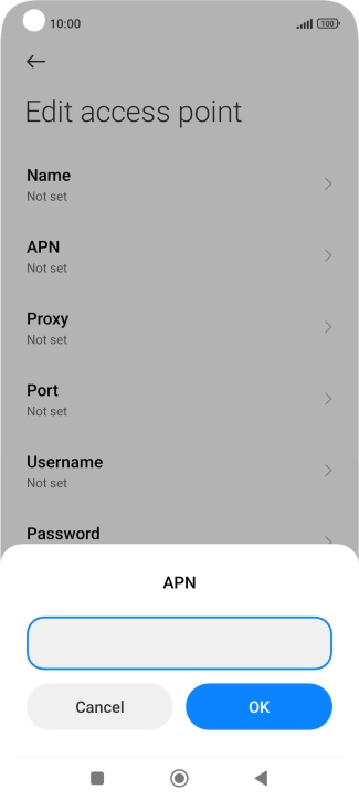 Key in wap.vodafone.co.uk and press OK.