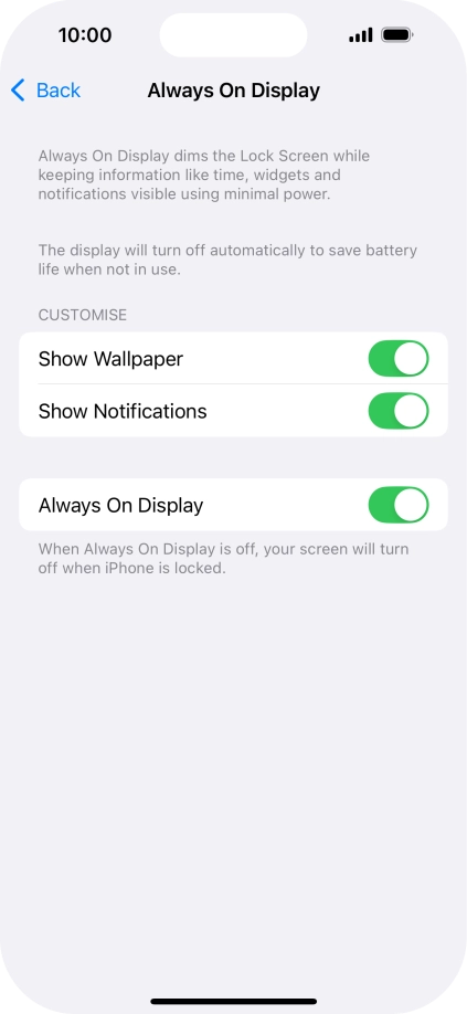 Press the indicator next to 
