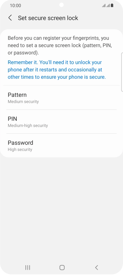 Press the required phone lock code and follow the instructions on the screen to create an additional phone lock code.