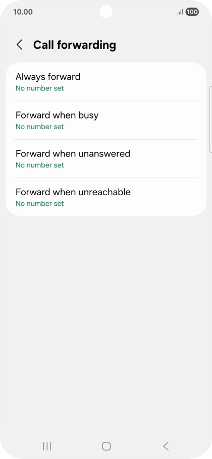 Press the required divert type.