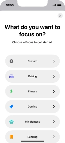Press the required focus mode and follow the instructions on the screen to add the selected focus mode.