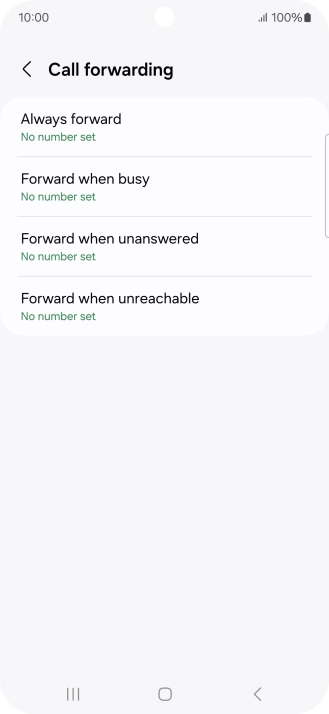 Press the required divert type. Press the required divert type.
