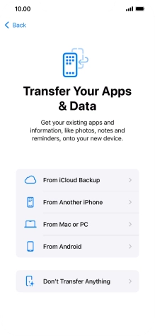 Press Don't Transfer Anything and follow the instructions on the screen to finish the activation.