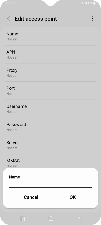 Key in Vodafone Internet and press OK.