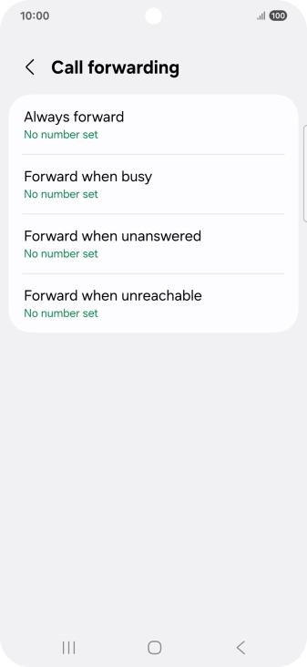 Press the required divert type. Press the required divert type.