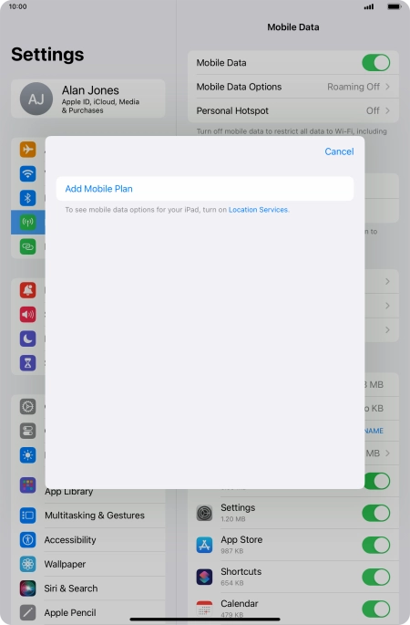 Press Add Mobile Plan.