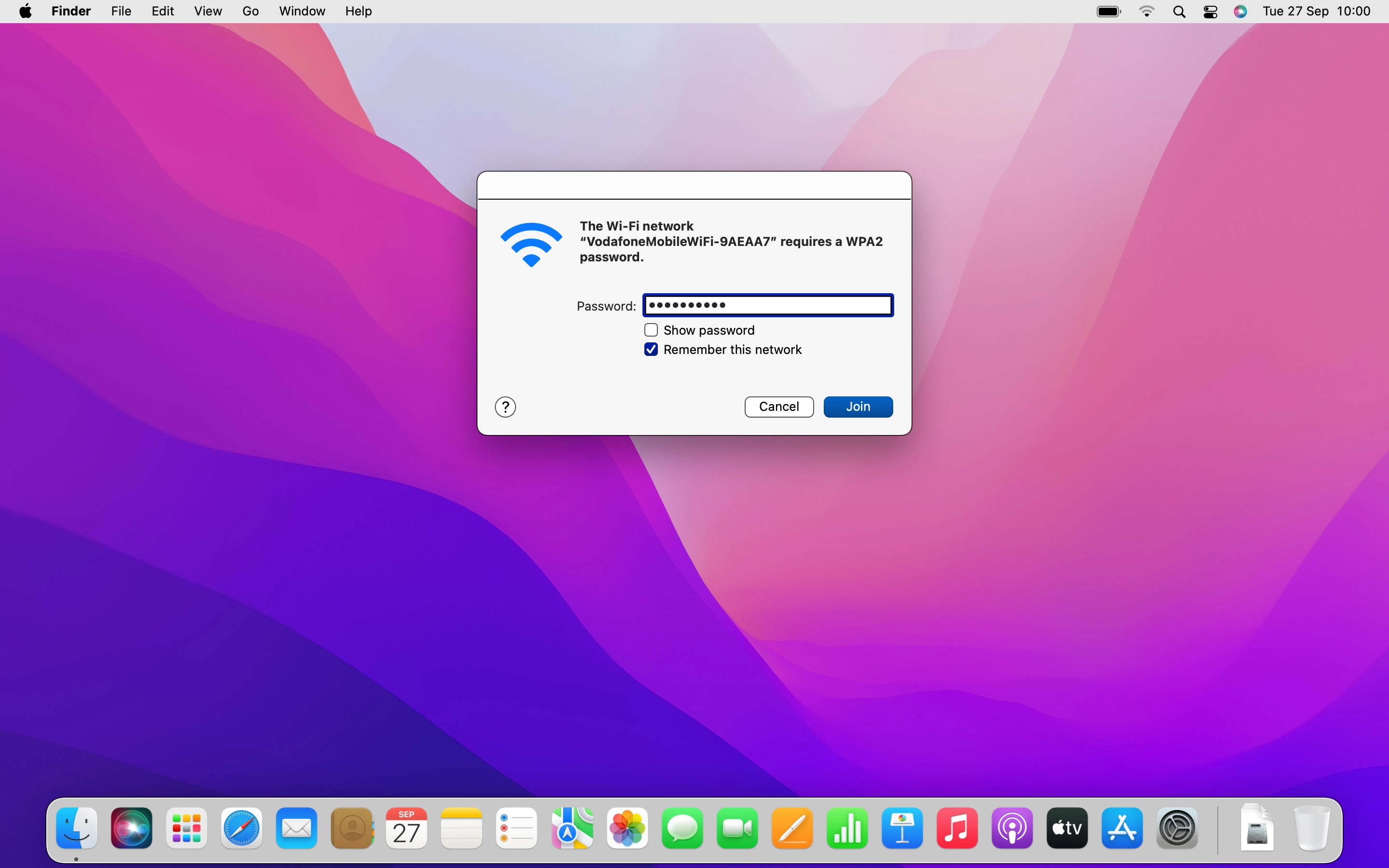 If you're asked to key in the password for your Wi-Fi hotspot do so, and click Join.