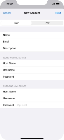 Press Password and key in the password for your email account. Press Password and key in the password for your email account.