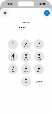 Key in a new four-digit PIN and press the confirm icon.