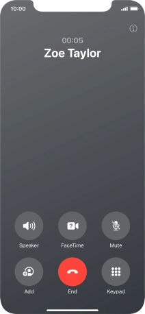 Press the end call icon to end the call and return to the home screen.